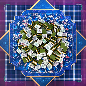 Juego de Mahjong Americano de Lujo, 160 Fichas Acrílicas Grabadas con Diseño de Flor de <span class=keywords><strong>Ciruelo</strong></span>, Tapete Incluido, Portátil, Estilo Country Club - Product Image 1