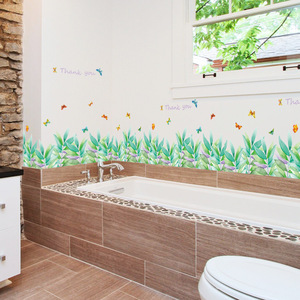 Nordic Style Wall <b>Sticker</b> 50X70 Cm Waterproof PVC Flowers And Grass Leaves For Bathroom <b>Kitchen</b> Home Decoration SK7129 - Product Image 1