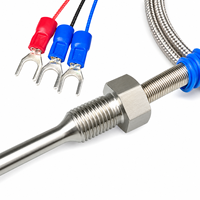 PT100 RTD Temperature Sensor 3 Wire WZP-291 Stainless Steel Fixed Thread Shielded Cable for Industrial Pipeline Control