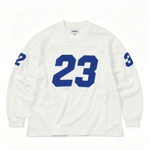Camiseta deportiva de hockey de manga larga con estampado del número 23 para hombre, color azul marino y blanco, cuello en V, malla, logotipo personalizado, ropa deportiva urbana - Product Image 6