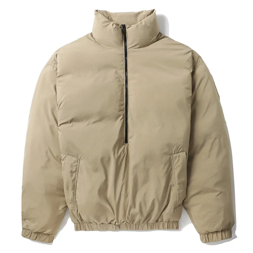 Custom Winter Neutral goose Down Jacket plus size stand-up collar half zipper Down jacket Puffer Outdoor coat for men