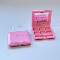 Palette de fards à paupières six couleurs, support pour pinceaux, échantillons de couleurs ; Boîte d'emballage cosmétique vide en plastique ABS personnalisable, directement de l'usine