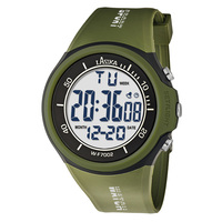 LASTIKA WF7002 Jam Tangan Digital Olahraga Layar Hitam Putih Tahan Air Lampu Latar LED Alarm Stopwatch TPU ABS Pria Wanita