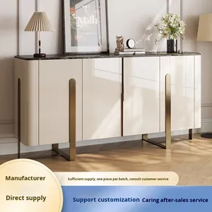 Italian Light Luxury Modern Wood Double Door Entrance Cabinet <strong>Sideboard</strong> Marble Surface Shoe Cabinet <strong>for</strong> Guest <strong>Hall</strong> Wholesale - Product Image 2