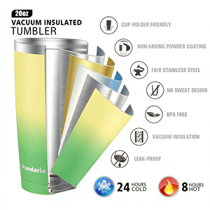 Gobelet isotherme en acier inoxydable 304 de 20 oz, bouteille d'eau à double paroi sous vide, tasse de voyage pour les sports de plein air - Product Image 3