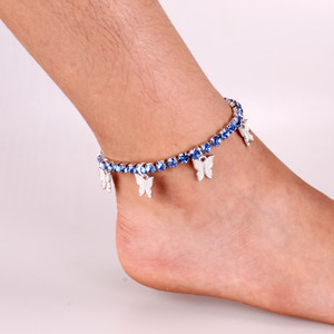 Tobillera de Mariposa con Pedrería, Adorno para el Pie de Aleación de Zinc, Joyería para Mujer - Product Image 1