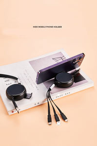 Cargador de Viaje Retráctil USB C Multi 3 en 1, Cable USB A/Tipo C a USB-C, Soporte para Teléfono, Cable de Carga para Teléfonos - Product Image 3