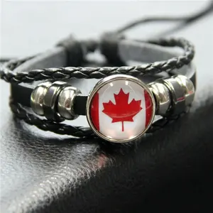 Bracelet de cheville en acier inoxydable, Bracelet drapeau canadien pour hommes