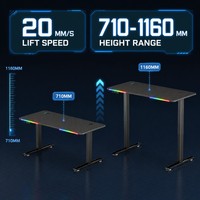 Table de jeu e-sport AOR en acier inoxydable, réglable en hauteur, design moderne, extensible, pour café internet, bureau et apprentissage
