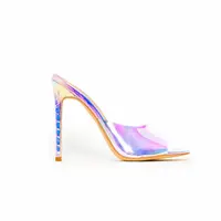 नई फैशन उच्च गुणवत्ता महिलाओं पारदर्शी चप्पल पतली एड़ी पीवीसी जेली सैंडल झलक पैर की अंगुली उच्च ऊँची एड़ी के जूते