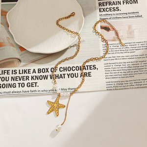 Collar de Perlas con Estrella de Mar Chapado en Oro, Estilo Europeo, para Uso Diario - Product Image 3