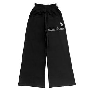 Pantalon de jogging décontracté ample noir pour homme, avec logo cheval brodé 100% coton, réversible, taille multiple - Product Image 4