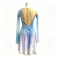 Robe de patinage artistique bleu-violet dégradé, manches longues, strass, costume de compétition, performance, sur mesure, enfants, adolescents, adultes, OEM