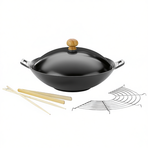 ชุดกระทะเคลา วอค เซ็ต เอเชีย 5 ชิ้น พร้อมฝาปิดและอุปกรณ์เสริมสำหรับผัดอาหาร - Product Image 2