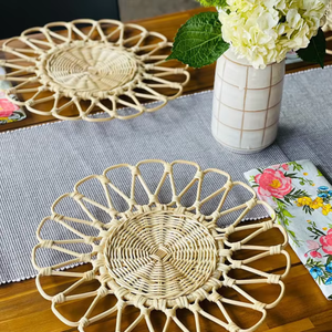 Offre Spéciale plaque de chargeur en rotin naturel fait à la main plateau de tissage en bambou Style Viet Nam conception de fleurs pour les mariages en gros Viet Nam - Product Image 5