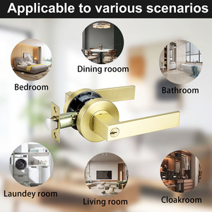 Set Maniglia per Porta d'Ingresso in Lega di Zinco con <span class=keywords><strong>Serratura</strong></span>, Finitura Oro Opaco, Viti Nascoste, Resistente - Product Image 4