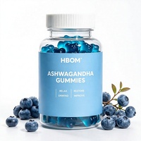 Gummies d'Ashwagandha OEM saveur Myrtille, à base de plantes, à croquer, 60 unités, Complément alimentaire pour le bien-être quotidien des adultes