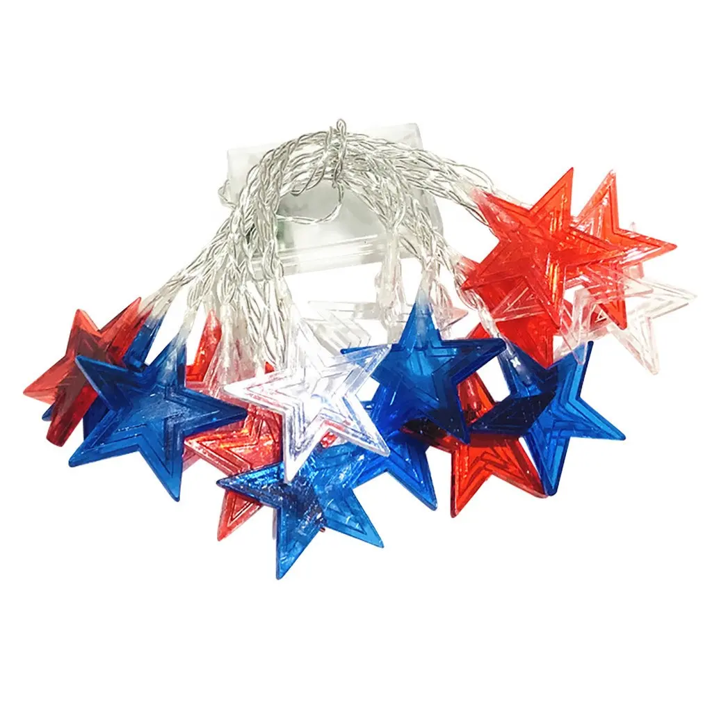 American Flag String Light Super Bright LEDs Star Light for Independence Day July 4th Yard Garden Patio Yard Holiday Decoration