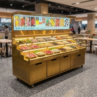 Refroidisseur d'air commercial à refroidissement direct avec présentoir en échelle pour buffet de restaurant en acier inoxydable - Légumes, viande, fruits de mer