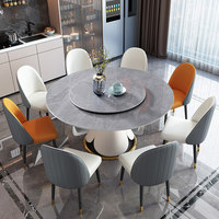 Luxuriöses Quarzit Modernes Minimalistisches Marmor-Esstisch-Stuhl-Set Drehbarer Beistelltisch Verstellbare Wohnmöbel für Zuhause