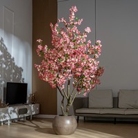 Pohon Bunga Sakura Buatan Besar Warna Pink untuk Dekorasi Acara Pernikahan di Mal, Dekorasi Rumah Dalam Ruangan, Tanaman Buatan Grosir