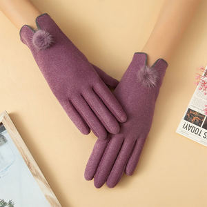 Women's Winter Fur Ball Thin Velvet <b>Gloves</b> Lightweight Touch Screen <b>Warm</b> <b>Gloves</b> Fashion Multifunctional for Cycling - Product Image 3