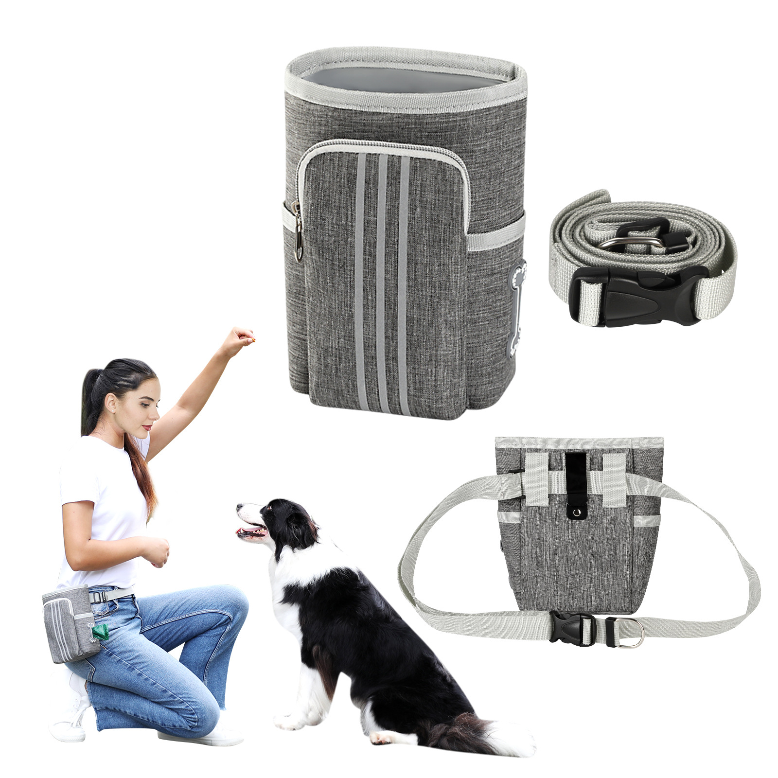Large Capacity Magnetic Oxford Cloth Dog Walking Bag New Waterproof and Oil-Proof Pet Snack Training Supplies