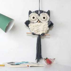 Atrapasueños de Estilo Contemporáneo, Tapiz de Macramé de Algodón con Búhos, Decoración de Pared Hecha a Mano con Borlas, Ecológico, Lavable, Estilo Bohemio para el Hogar - Product Image 1