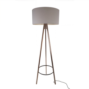For CUL Listed Modern Custom Tripod Hotel LED E26/E27 Floor Lamp Iron Body <strong>Drum</strong> Fabric <strong>Lampshade</strong> GR-LM01-B - Product Image 1