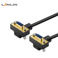 Kabel DB9 Male-Male Sudut Kanan dengan Konektor Berlapis Emas untuk Transfer Data RS232