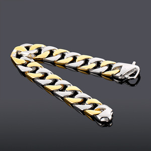 สร้อยข้อมือคิวบันแบบหนา ชุบทอง 18K PVD บนสแตนเลสสตีล สำหรับผู้ชาย |   แฟชั่นปาร์ตี้สุดฮิต - Product Image 4
