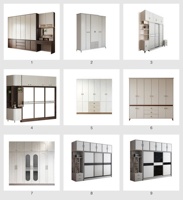Suite de chambre à coucher moderne de luxe, lit moelleux blanc crème, ensemble 5 pièces, table de chevet intelligente à LED, matelas, lit king-size, grande armoire, dressing