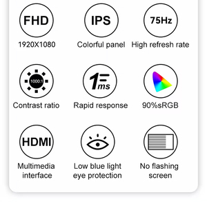 1920*1080p שפתיים מסך מסך מסך מסך 23.6 מסך fhd 75hz צג PC לשימוש מסחרי - Product Image 6