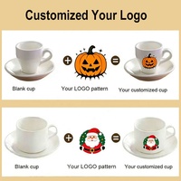 Ensemble de 2 tasses et 2 assiettes en porcelaine fine, résistant à la chaleur, avec illustration personnalisée créative, design moderne et luxueux, compatible lave-vaisselle et micro-ondes