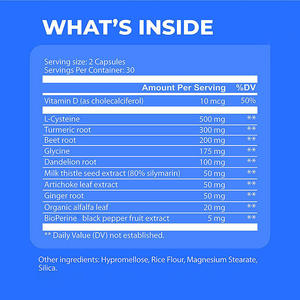 Cápsulas de limpieza del hígado 28 en 1, fórmula de desintoxicación y reparación, extracto de cardo mariano, soporte hepático a base de hierbas, suplementos de protección hepática - Product Image 2