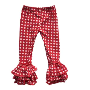 Moda kırmızı Polka Dots yürüyor fırfır pantolon düşük Moq çocuk pantolon sevimli üçlü fırfır pantolon tayt