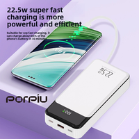Banque d'alimentation portable de haute qualité 20000 mAh avec écran LED, entrée micro USB, charge rapide PD22.5W pour l'extérieur