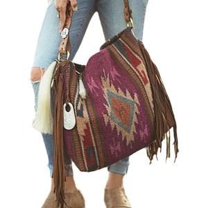 Europäisch-amerikanische Retro-Boho-Handgewebte Canvas-Tasche mit Quasten und Reißverschluss, Einzel-Schulterriemen, Cross-Border Damenhandtasche - Product Image 5