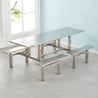 Ensembles de tables et chaises de cantine scolaire modernes et minimalistes, ensembles de salle à manger personnalisables en acier inoxydable pour le personnel et les étudiants (4-8 personnes)