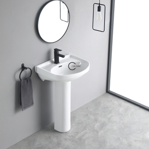 Lavabo colonne en céramique blanc économique pour la décoration de logements locatifs - Product Image 1