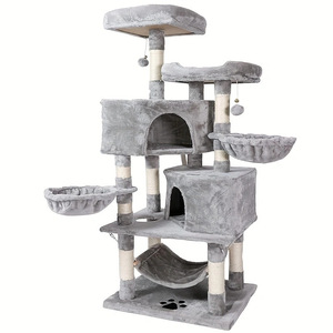 Struttura da arrampicata per gatti in legno moderna Sisal Multi livello di lusso grande pavimento al soffitto alberi di gatto e Scratcher - Product Image 6