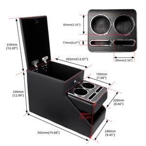 Multifunctional Cup Holder Storage <b>Box</b> With Lockable Compartment For Mpvs And Suv Center Console Black - Product Image 2