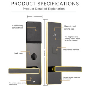 Modern Golden Stainless Steel RFID Smart Lock for Wood Doors Hotel Software Cloud Storage T57 <b>Access</b> <b>Control</b> <b>Card</b> System S1 Gold - Product Image 4