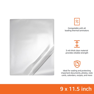 Feuilles de plastification thermique transparentes, film de plastification protecteur imperméable, pochettes de plastification durables, haute clarté - Product Image 3