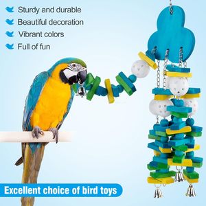 Juguetes para Loros, Juguete Masticable para Aves Grandes, Bloques Coloridos con Campanas, Regalo para Loros, Agapornis y Loros Grises Africanos - Product Image 2