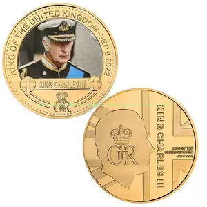 Promotion de pièces d'or de collection personnalisées de souvenirs de roi Charles britannique de haute qualité
