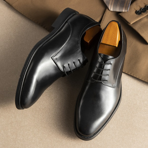 2026 High-Quality Luxury Men's Leather Formal Business Casual Full-grain Cowhide Round-<b>Toe</b> Wedding Shoes - Product Image 2