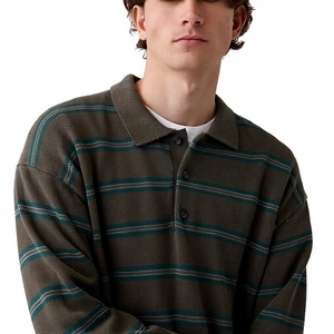 Suéter de Punto Jacquard Personalizado OEM de Alta Calidad, 100% Algodón, Antiarrugas, Casual, 280g, con Rayas para Hombre, Invierno - Product Image 6