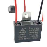 Condensateur Cbb61 1.5uf 2uf 450vac avec bornes à film de type filaire, référence originale, pour boîtiers de condensateurs de ventilateurs