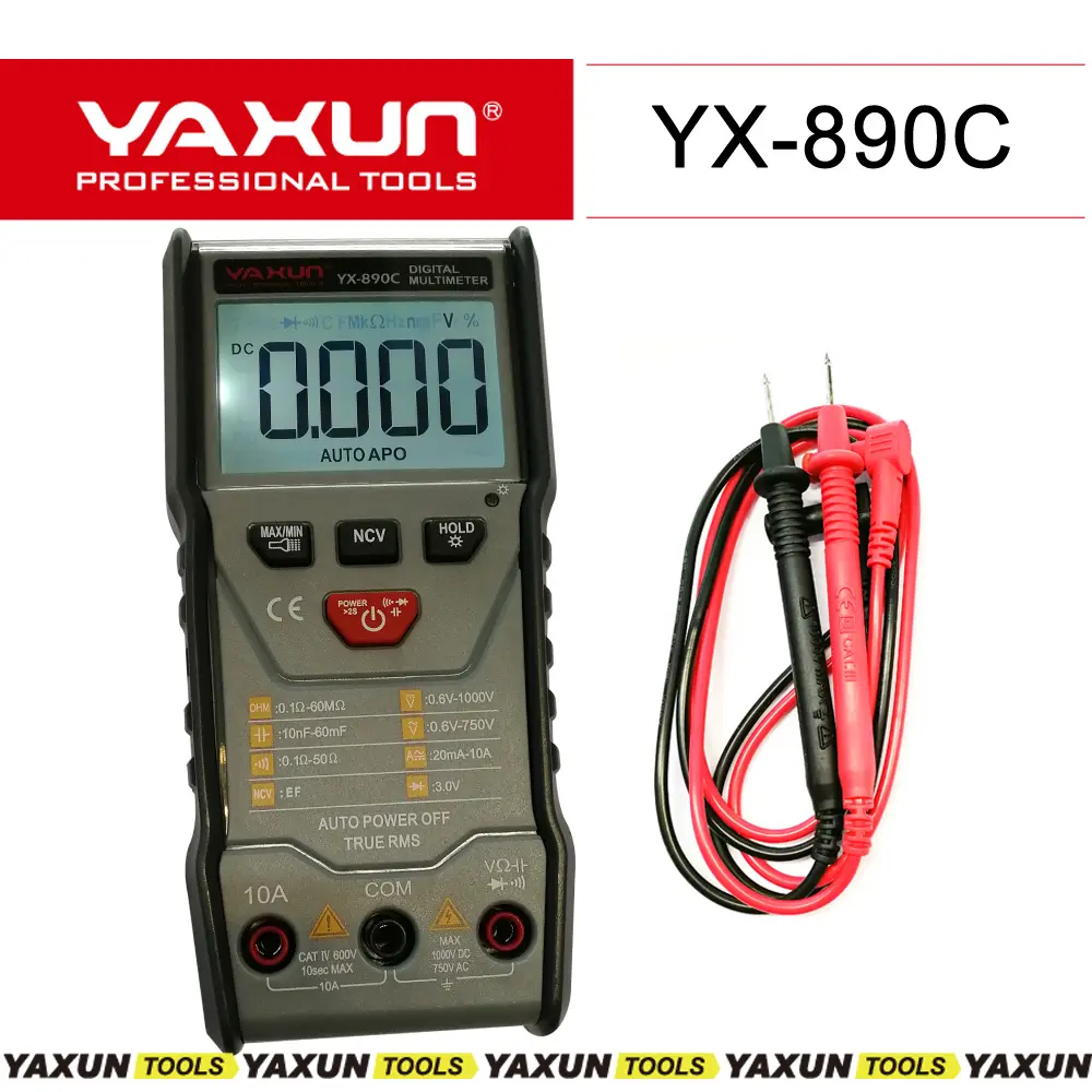 YAXUN YX890C เครื่องมัลติมิเตอร์ขนาดเล็กแบบออโตแรนจ์,เครื่องซ่อมโทรศัพท์เครื่องมัลติมิเตอร์ NCV True RMS TRMS 5999สามารถวัดกระแสไฟ Ac/vc ได้ตามต้องการ